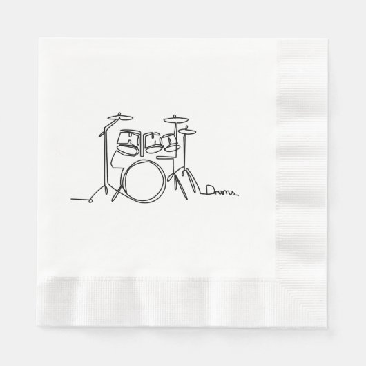 Serviette En Papier Drummer Music Design Drums One-Line (Devant)