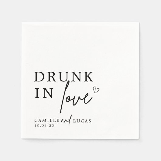 Serviette En Papier Drunin In Love Black & White Personnalisé (Devant)