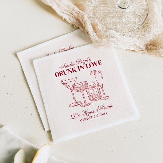 Serviette En Papier Drunin In Love Cocktails Bachelorette Week-end