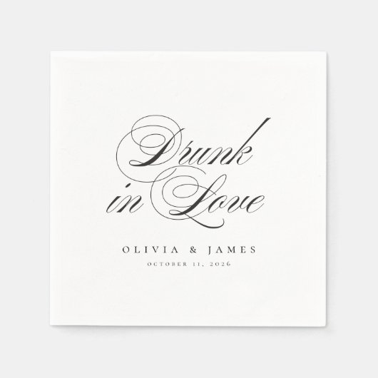 Serviette En Papier Drunin in Love Fancy Script Mariage personnalisé (Devant)