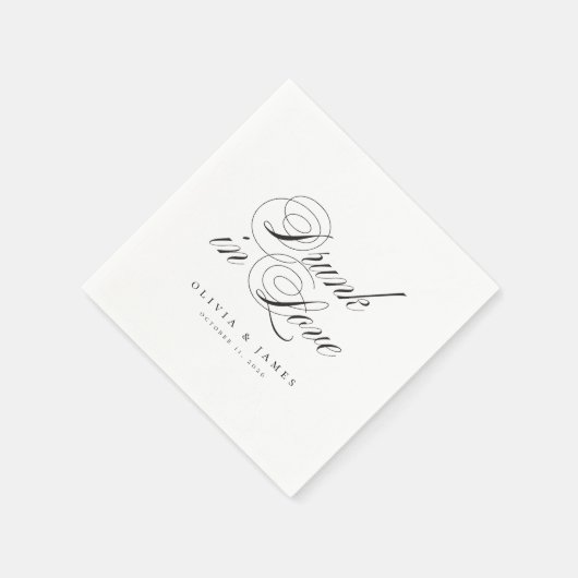 Serviette En Papier Drunin in Love Fancy Script Mariage personnalisé (Coin)