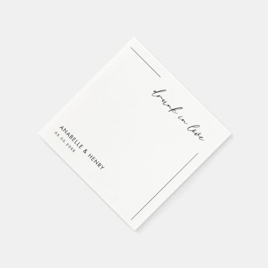 Serviette En Papier Drunin in Love Minimalist Script & Line Mariage (Coin)