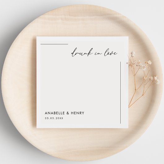 Serviette En Papier Drunin in Love Minimalist Script & Line Mariage