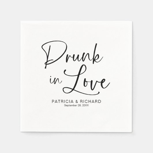 Serviette En Papier Drunin In Love Moderne Mariage de calligraphie (Devant)