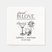 Serviette En Papier Drunin In Love Personnalisé Beach Cocktail Mariage (Devant)