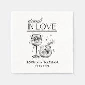 Serviette En Papier Drunin In Love Personnalisé Cocktail Mariage (Devant)