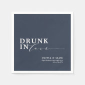 Serviette En Papier Drunk In Love Mariage bleu marine (Devant)