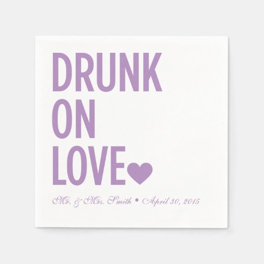 Serviette En Papier Drunon Love Mariage serviettes Lavande (Devant)