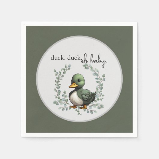 Serviette En Papier Duck Duck Oh Baby canard thème baby shower (Devant)
