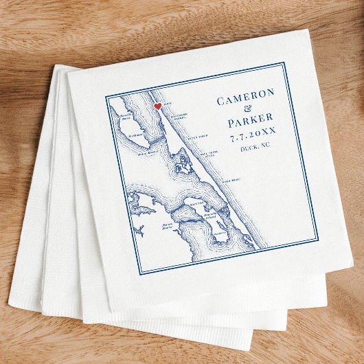 Serviette En Papier Duck NC Outer Banks OBX Marine Mariage élégant