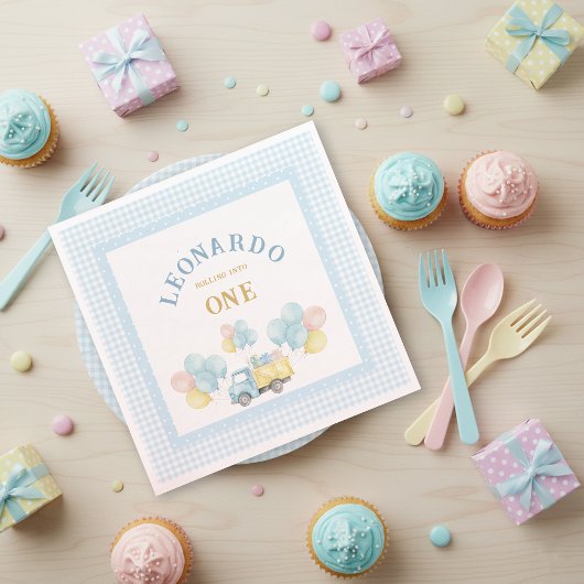 Serviette En Papier Dump Truck First Birthday Boy