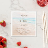 Serviette En Papier Dunes de sable de plage coeurs mariage (En situation)