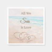 Serviette En Papier Dunes de sable de plage coeurs mariage (Devant)