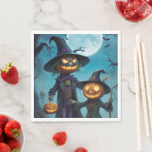 Serviette En Papier Duo Citrouille éffrayant d'Halloween (En situation)