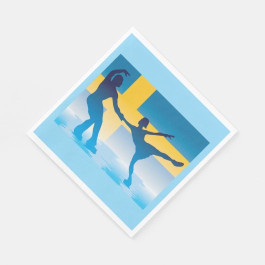 Serviette En Papier Duo Suédois de Patinage sur glace Silhouette (Coin)
