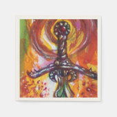 SERVIETTE EN PAPIER DURENDAL, ÉPÉE ROMANTIQUE ET ANGE (Devant)