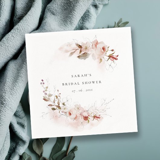 Serviette En Papier Dusky automnal Marsala Blush Floral Mariage