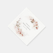 Serviette En Papier Dusky automnal Marsala Blush Floral Mariage (Coin)