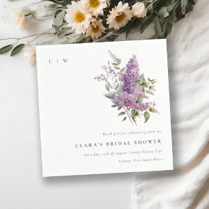 Serviette En Papier Dusky Elegant Lilac Cottage Fête des mariées flora