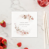 Serviette En Papier Dusky Fall Marsala Blush Floral Wreath Mariage (En situation)