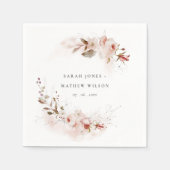 Serviette En Papier Dusky Fall Marsala Blush Floral Wreath Mariage (Devant)