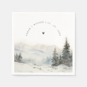 Serviette En Papier Dusky Winter Snow Mountain Mariage paysage (Devant)