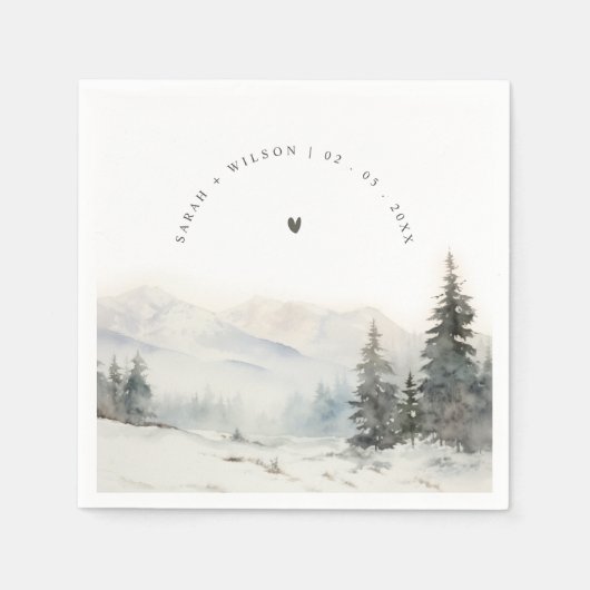 Serviette En Papier Dusky Winter Snow Mountain Mariage paysage (Devant)