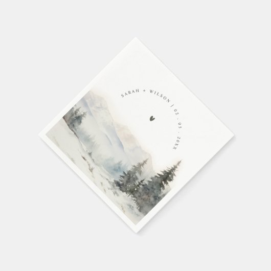 Serviette En Papier Dusky Winter Snow Mountain Mariage paysage (Coin)