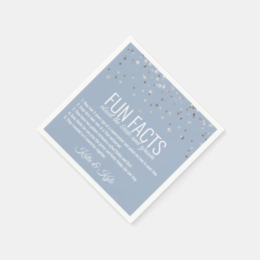 Serviette En Papier DUST BLUE Silver Confetti FAITS AMUSANTS (Coin)