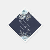 Serviette En Papier Dusty and Navy Bleu Botanique Fête des mariées flo (Coin)