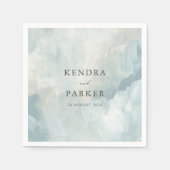 Serviette En Papier Dusty Bleu Artistique Abstrait Brushstrokes Mariag (Devant)