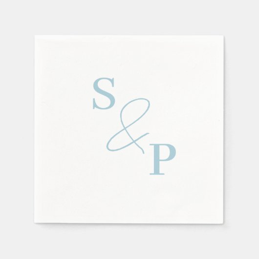 Serviette En Papier Dusty Blue Ampersand Monogram Mariage Napkin (Devant)