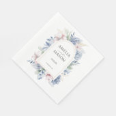 Serviette En Papier Dusty Blue and Blush Pink Floral Arch Wedding (Coin)