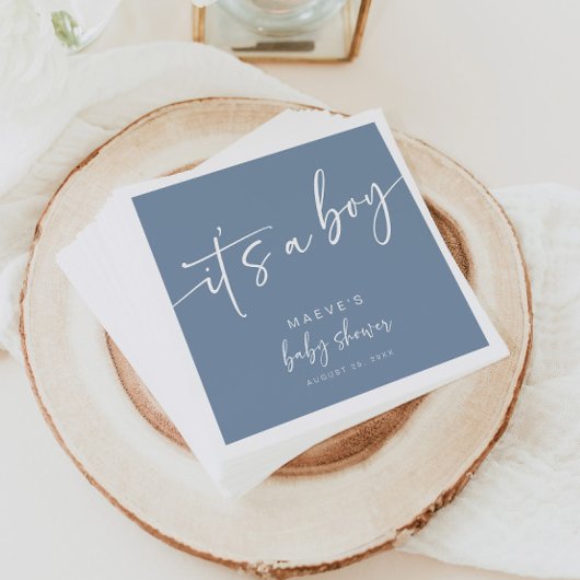 Serviette En Papier Dusty Blue Baby shower papier serviettes moderne g