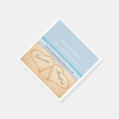 Serviette En Papier Dusty Blue Beach Mariage 2 Coeurs dans le sable (Coin)