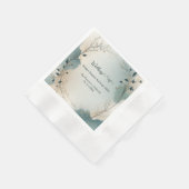 Serviette En Papier Dusty Blue Beige Boho Chic foliage wreath Wedding (Coin)