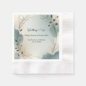 Serviette En Papier Dusty Blue Beige Boho Chic foliage wreath Wedding (Devant)