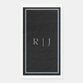 Serviette En Papier Dusty Blue Black Monogram Letters Initials Wedding (Devant)