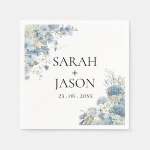 Serviette En Papier Dusty Blue Boho Floral Elégant mariage de jardin