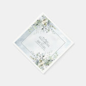 Serviette En Papier Dusty Blue Botanical Greenery Mariage d'aquarelle (Coin)