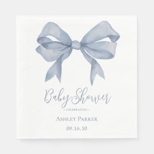 Serviette En Papier Dusty Blue Bow Boy Baby shower