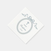 Serviette En Papier Dusty Blue Bow Cadre grec Baptême (Coin)