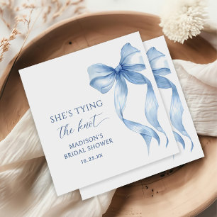 Serviette En Papier Dusty Blue Bow Elle noue la Fête des mariées de no