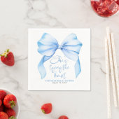 Serviette En Papier Dusty Blue Bow She's Tying the Knot Bridal Shower (En situation)