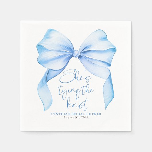 Serviette En Papier Dusty Blue Bow She's Tying the Knot Bridal Shower (Devant)