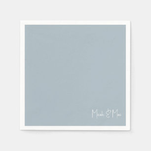 Serviette En Papier Dusty Blue Bridal Couple Noms Cocktail Napkins