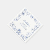 Serviette En Papier Dusty Blue Chinoiserie Baby shower garçon (Coin)