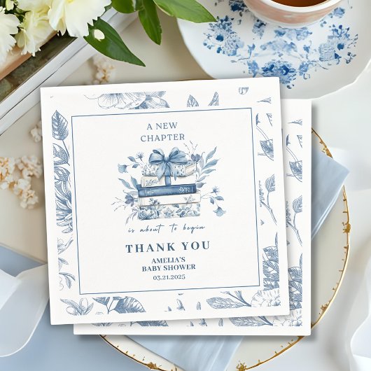 Serviette En Papier Dusty Blue Chinoiserie New chapter Baby Shower