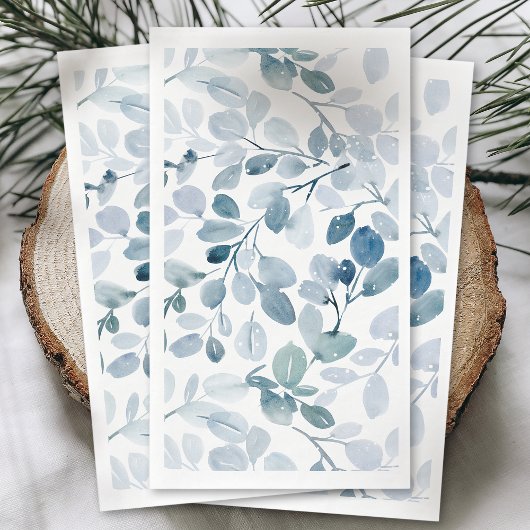 Serviette En Papier Dusty Blue Christmas aquarelle Design feuille