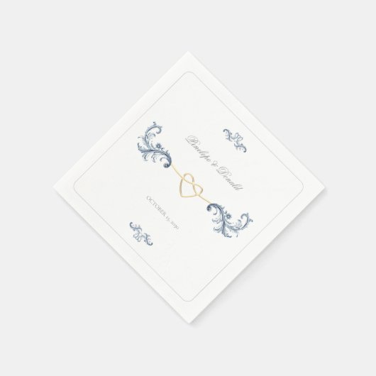 Serviette En Papier Dusty Blue Classic Mariage (Coin)